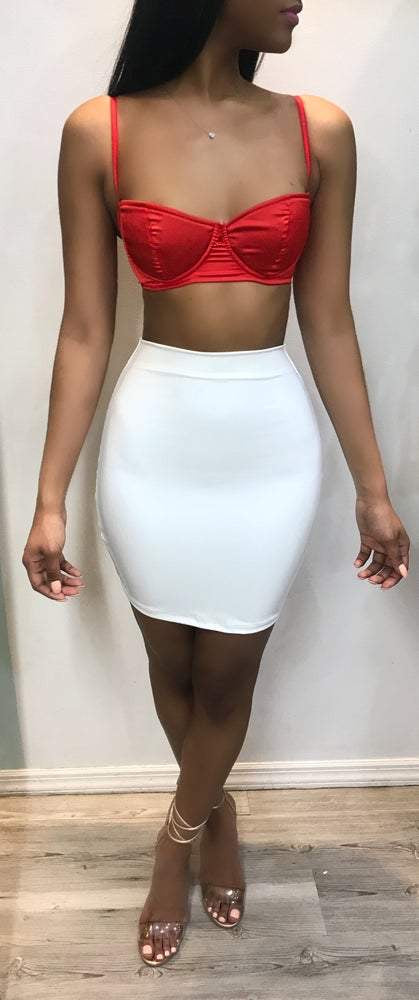White leather skirt