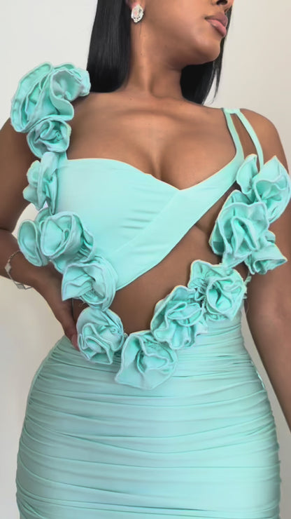 Aqua Bloom mini dress