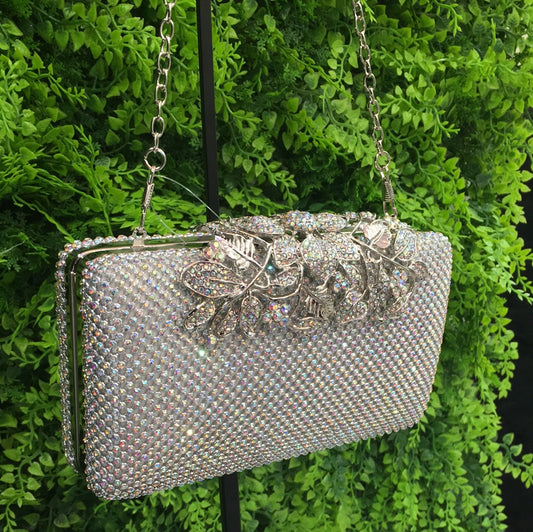 Silver flowered purse